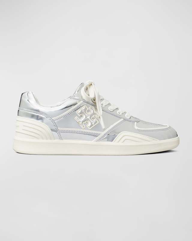 Clover Metallic Low-Top Court Sneakers
